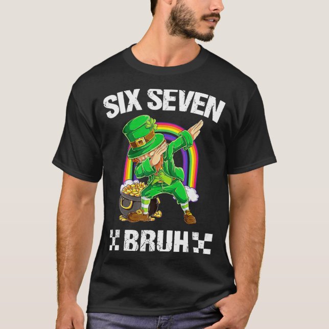 Camiseta Six Seven Bruh Dabbing Leprechaun St Patricks Day  (Frente)