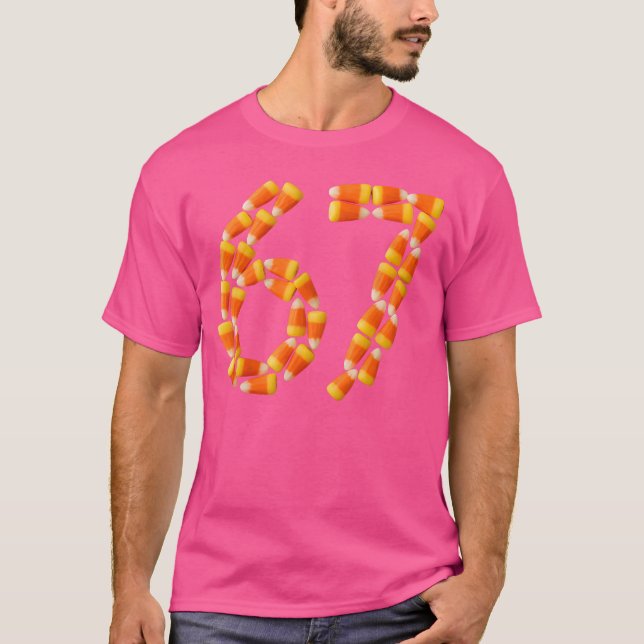 Camiseta Six Seven Candy Corn Sweet Halloween Number 67 Des (Frente)