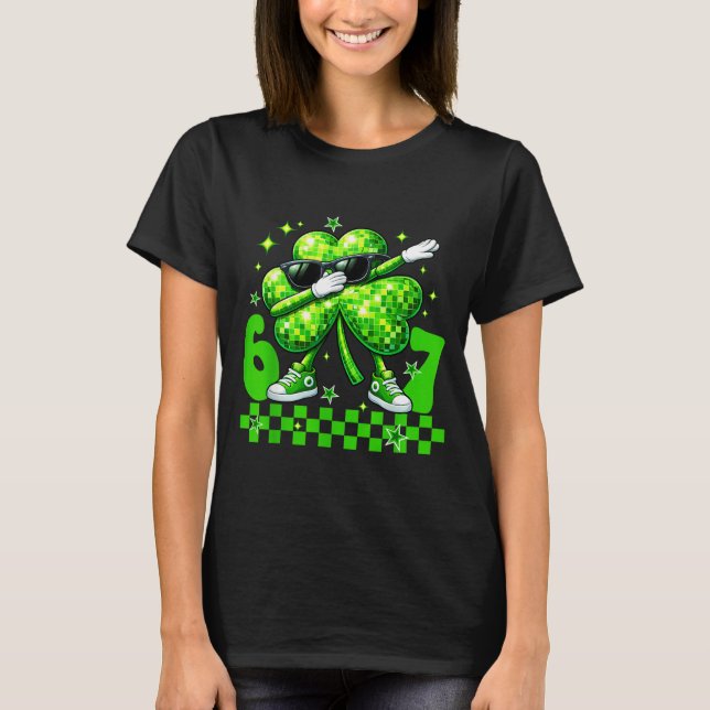Camiseta Six seven disco shamrock st patricks day 67 meme (Frente)