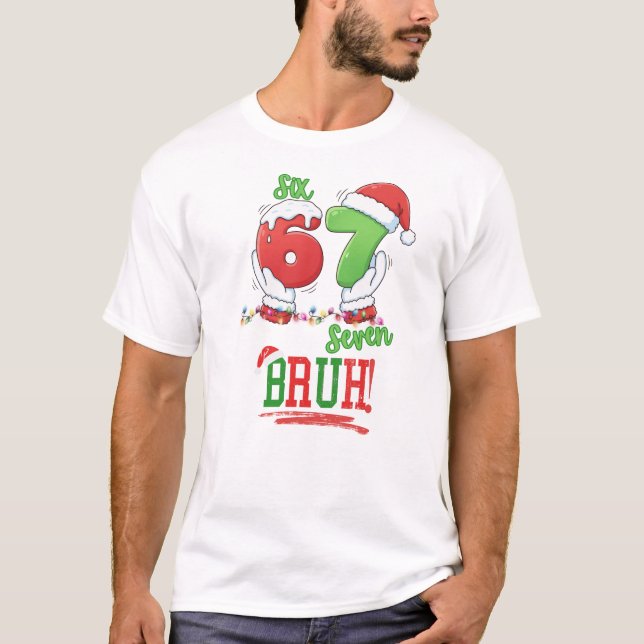 Camiseta Six Seven Funny Christmas Teen Meme  (Frente)