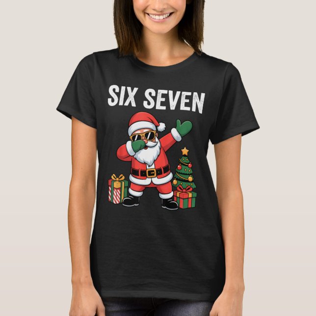 Camiseta Six Seven Funny Santa Christmas 67 Meme  (Frente)