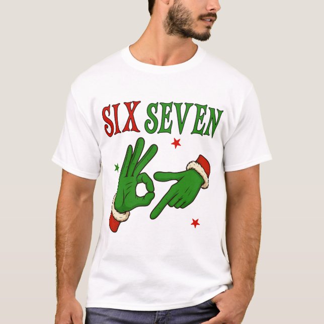 Camiseta Six Seven Grinch Hand OK Sign Trendy Christmas  (Frente)