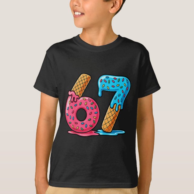 Camiseta Six Seven Ice Cream Drip Cool Meme 67 Funny Number (Frente)