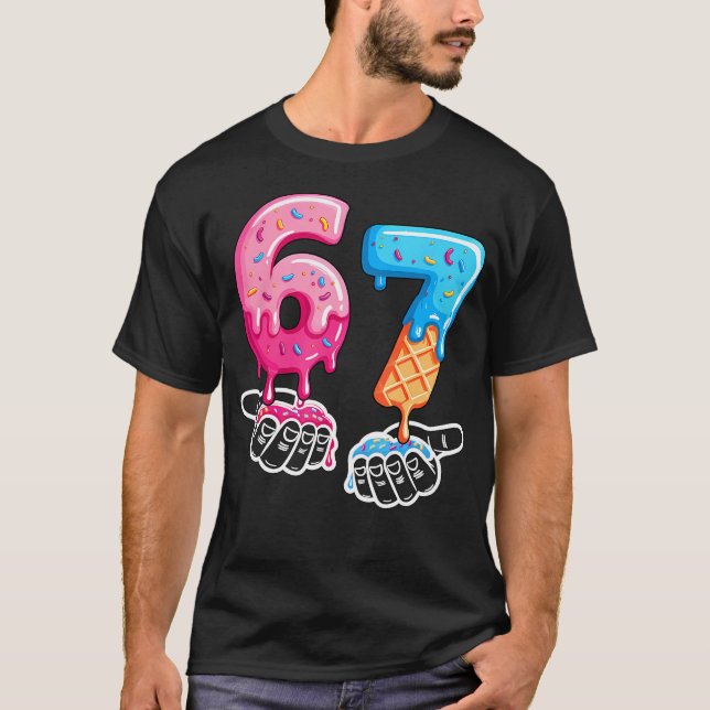 Camiseta Six Seven Ice Cream Drip Cool Meme 67 Funny Number (Frente)