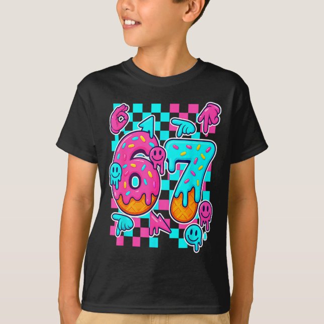 Camiseta Six Seven Ice Cream Drip Meme 67 Funny Gen Alpha S (Frente)