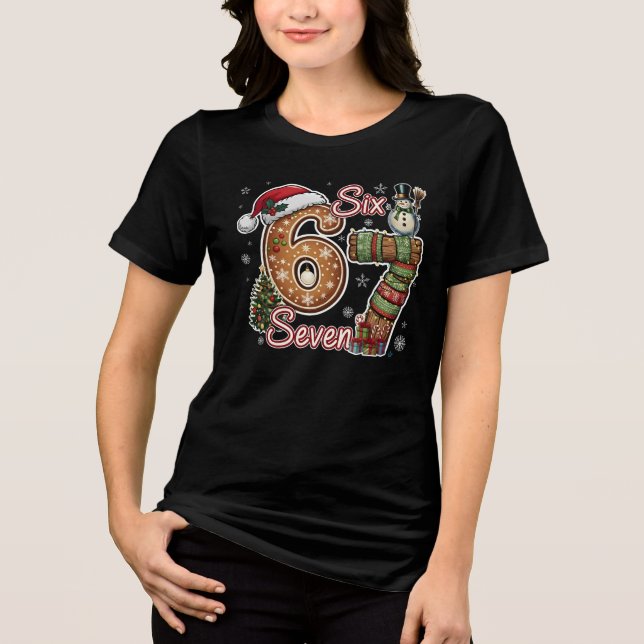Camiseta Six Seven Meme Gingerbread Christmas Gift (Frente)