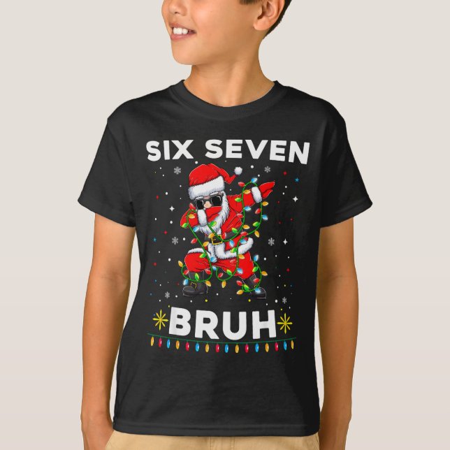 Camiseta Six Seven Santa Christmas 6 7 Bruh Meme Gen Alpha  (Frente)
