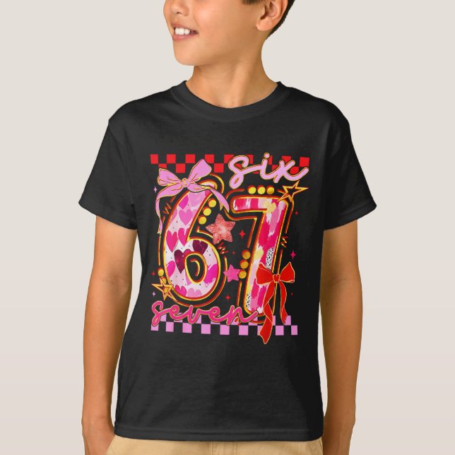 Camiseta Six Seven Valentine Day Funny Nk 67 Cute Bow Girls (Frente)
