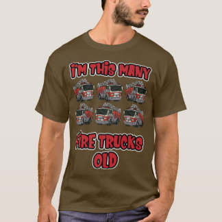 Camiseta Sixth Birthday Firefighter  I'm this many Fire Tru