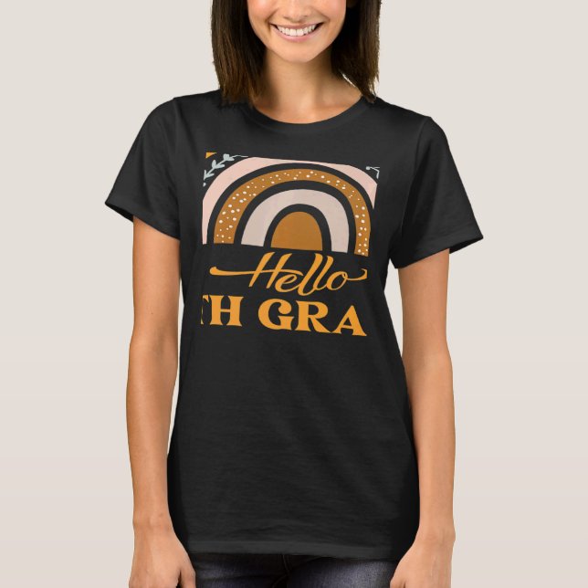 Camiseta Sixth Grade Rainbow Hello 6th Grade Back to School (Frente)