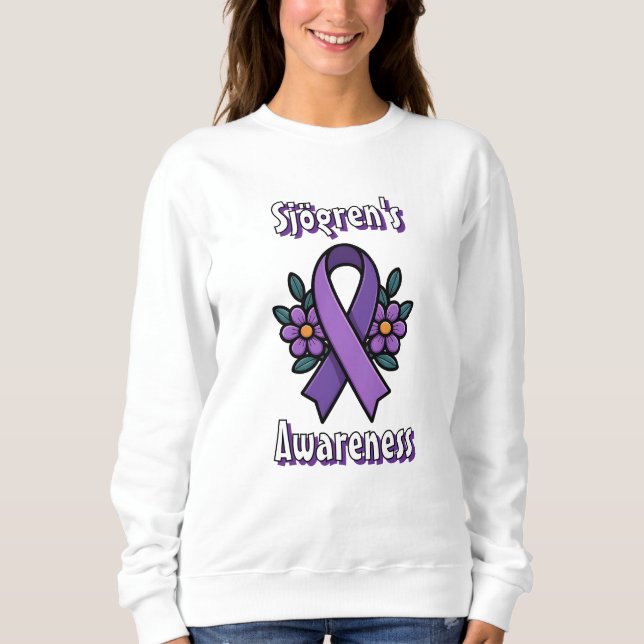 Camiseta Sjögren's Awareness | Purple Ribbon with flowers (Frente)