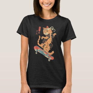 Camiseta Skatana Skate Tattooooooooon Cat Ukiyo E Japanes