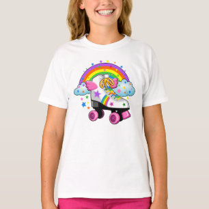 Camiseta Skate, arco-íris, estrelas impressão para menina