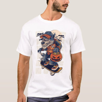 Camiseta Skate de Halloween Wolf T Shirt