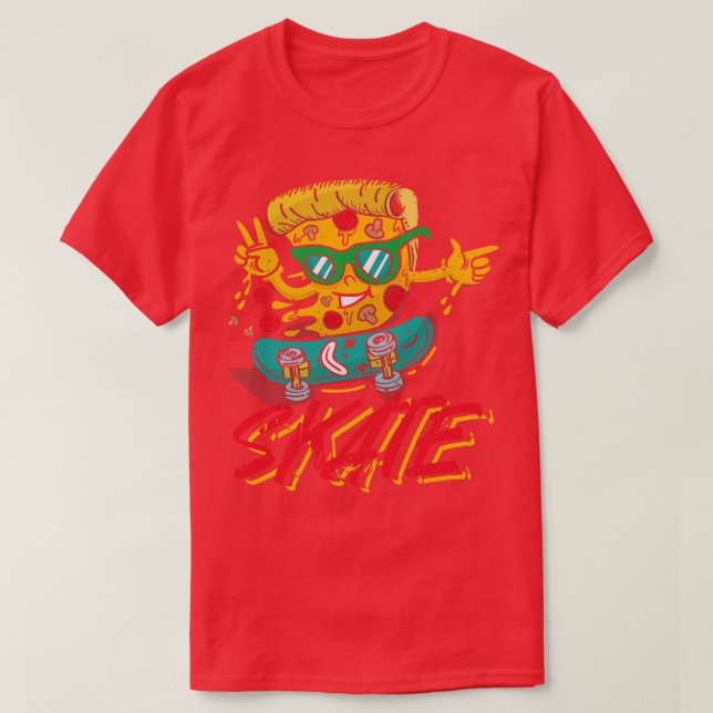 Camiseta Skate Pizza deliciosa pão de café italiano (Frente do Design)