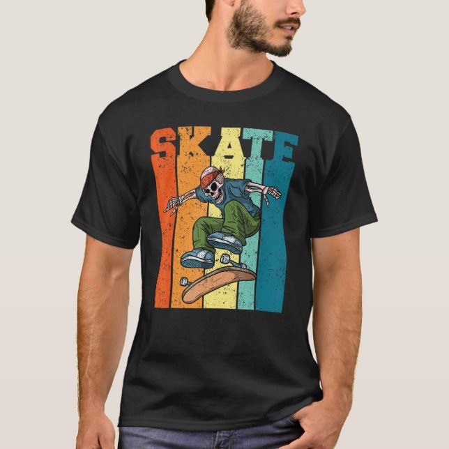 Camiseta Skate Retro Vintage Skeleton Sacudir Skateboa (Frente)