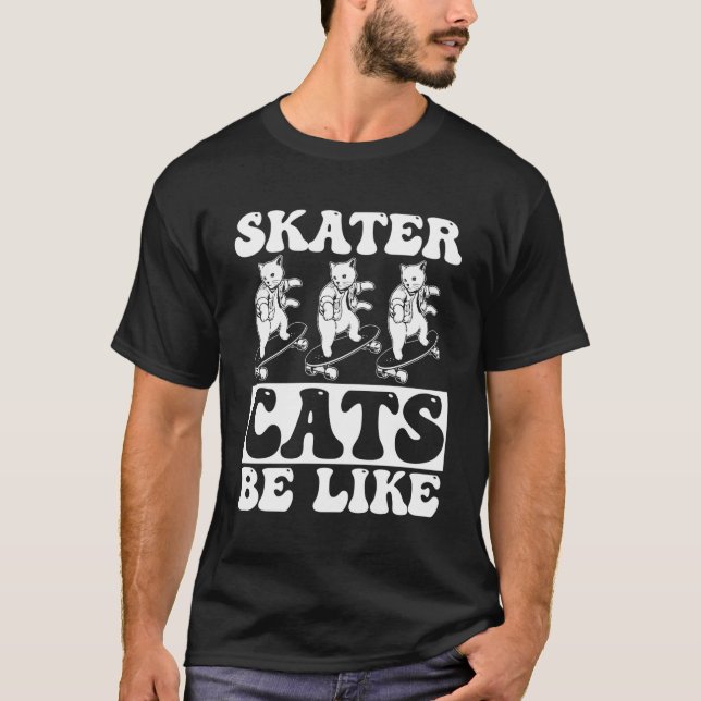 Camiseta Skate Skateboard Skateboarder Gato (Frente)