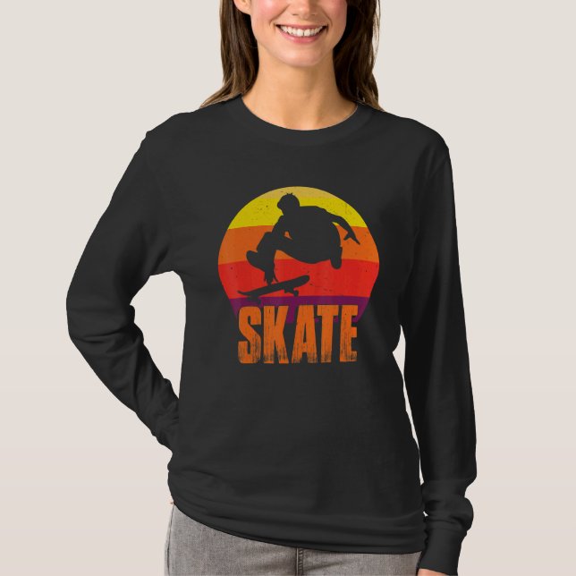 Camiseta Skate Skateboarding Retro Sport  Skateboarder Vint (Frente)