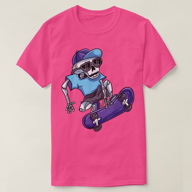 Camiseta Skate Skeleton Riding Skateboard (Frente do Design)
