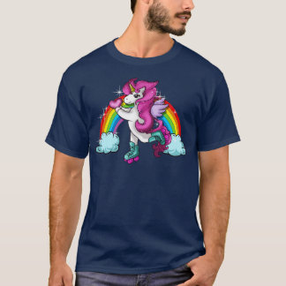 Camiseta Skate Unicorn de Pista Retro-Cute Rastreando Girly