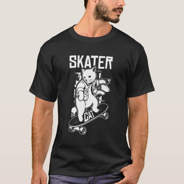 Camiseta Skateboard Cat Skateboard Skateboard Skateboarder  (Frente)