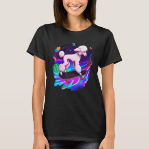 Camiseta Skateboard de Poodle na Imagem Retroativa do Espaç