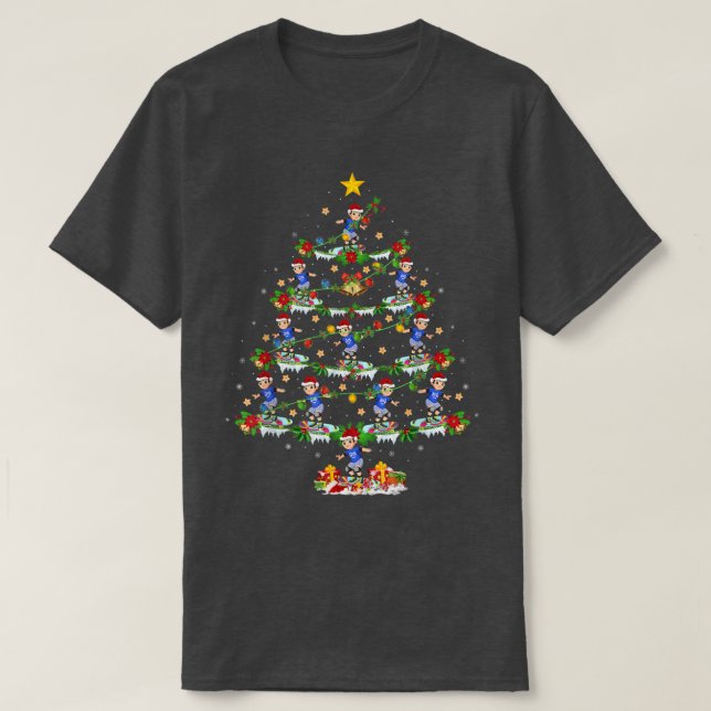 Camiseta Skateboard Lover Xmas Lights Skate Chri (Frente do Design)
