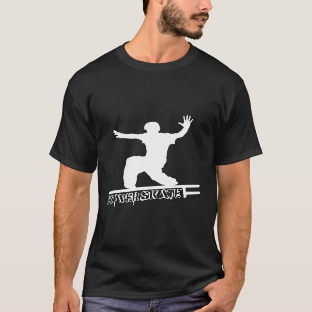 Camiseta Skateboard Men Boys do Skate de Potência Skateboar (Frente)