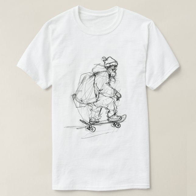 Camiseta Skateboard Santa Claus com Presentes (Frente do Design)