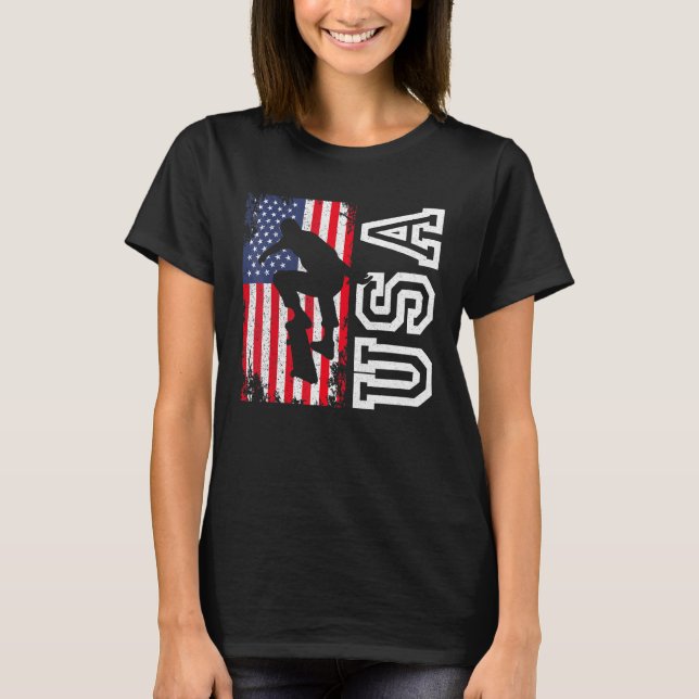 Camiseta Skateboard Usa Flag 4 De Julho Patriotic Ameri (Frente)