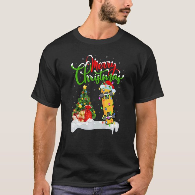 Camiseta Skateboard Xmas Decortions Skateboard Chri (Frente)