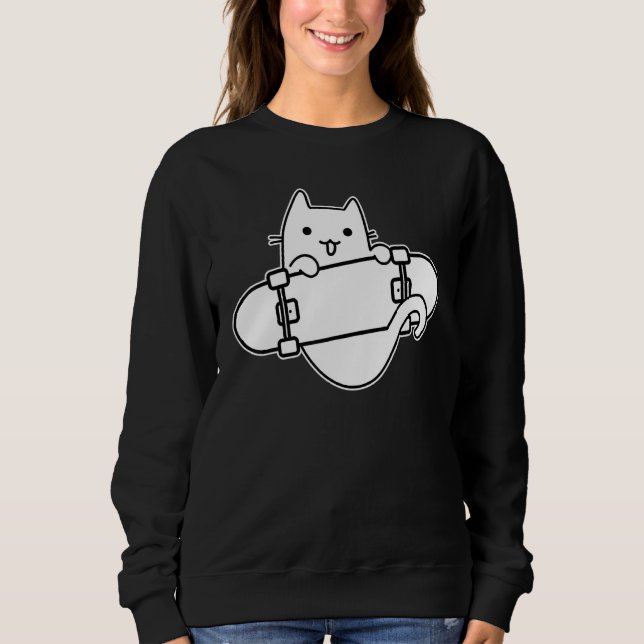 Camiseta Skateboarder Cat Skateboarding on Skateboard Outli (Frente)