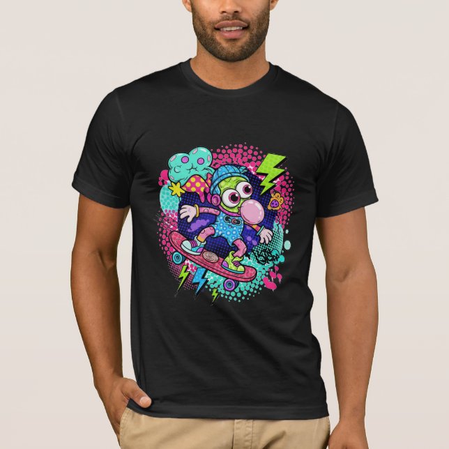 Camiseta Skateboarder de Cartoon - Bubblegum & Lightning S (Frente)