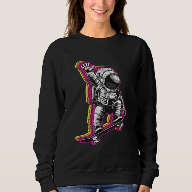 Camiseta Skateboarder do Astronauta Retro (Frente)