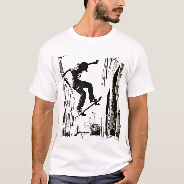 Camiseta Skateboarder Stencil Arte (Frente)