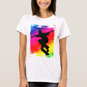 Camiseta Skateboarding no Grunge do arco-íris