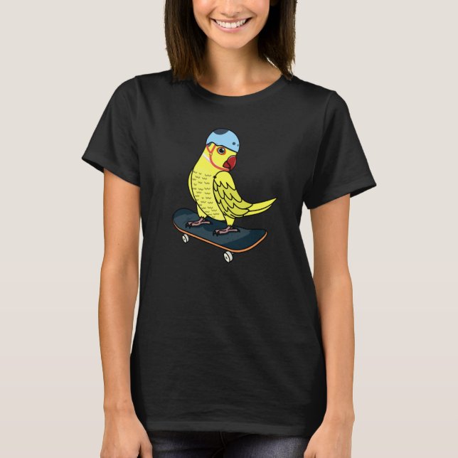 Camiseta Skateboarding Parrot I Yellow Indian Ringneck (Frente)