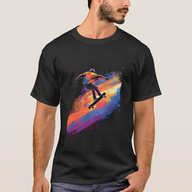 Camiseta Skateboarding Skateboarder Halfpipe Salto Skating  (Frente)
