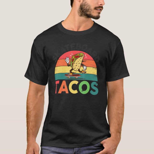 Camiseta Skateboarding Tacos   Cute Taco Skater (Frente)