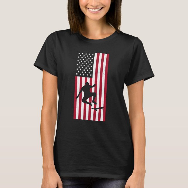 Camiseta Skateboarding Vintage American Flag Skateboarding (Frente)