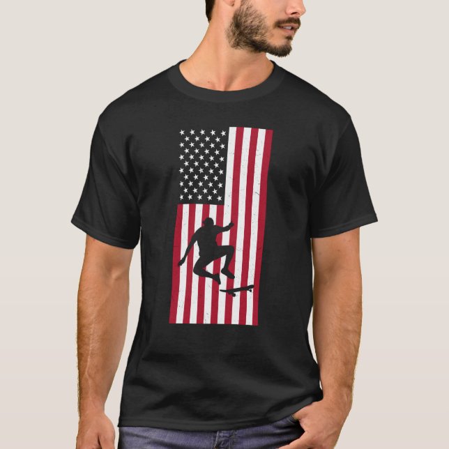 Camiseta Skateboarding Vintage American Flag Skateboarding (Frente)