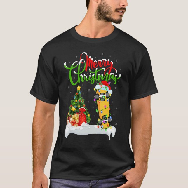 Camiseta Skateboarding   Xmas Decorations Skateboarding Chr (Frente)