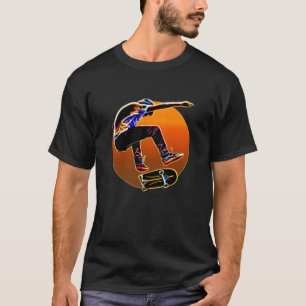 Camiseta Skater de incandescência psicadélico com skate