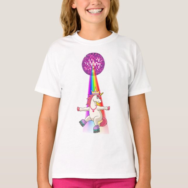 Camiseta Skater do cilindro do Unicorn Rainbow (Frente)