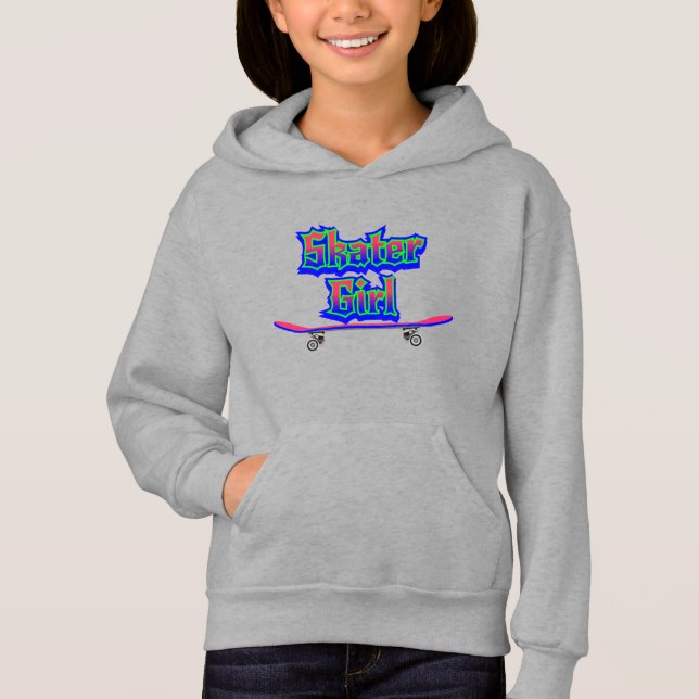 Camiseta Skater Girl Blue Pink Grafite Skateboard (Frente)