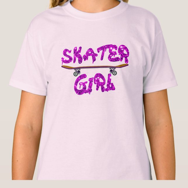Camiseta Skater Girl Purple Pink Skateboard (Criador carregado)
