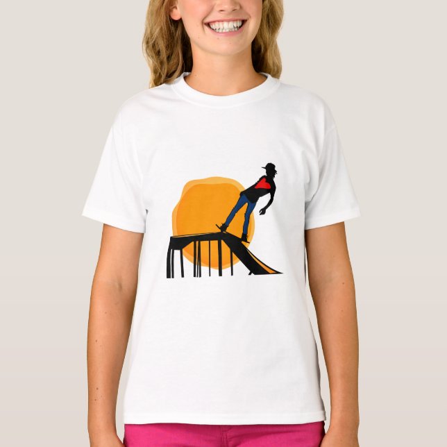 Camiseta Skater, Skateboard, Sunset (Frente)