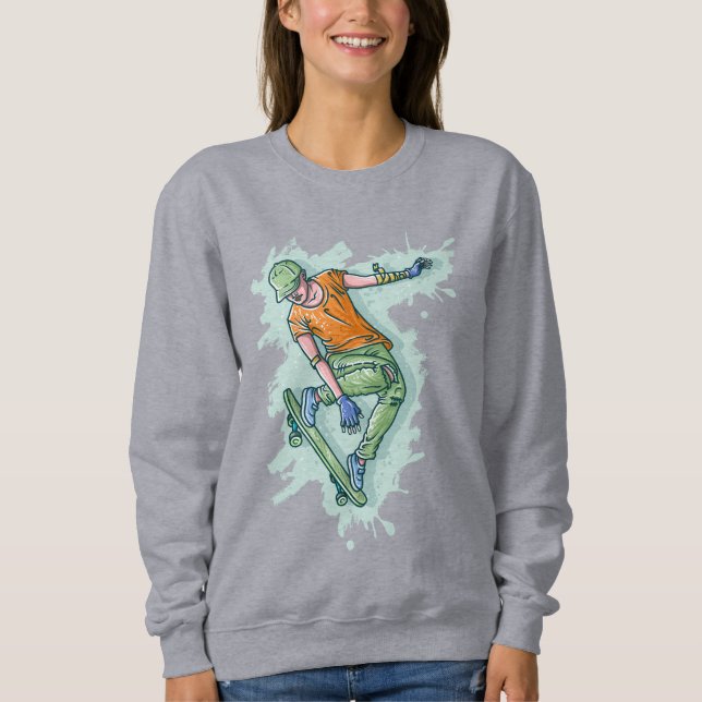 Camiseta Skater Voador Colorido, Ilustração Engraçada (Frente)