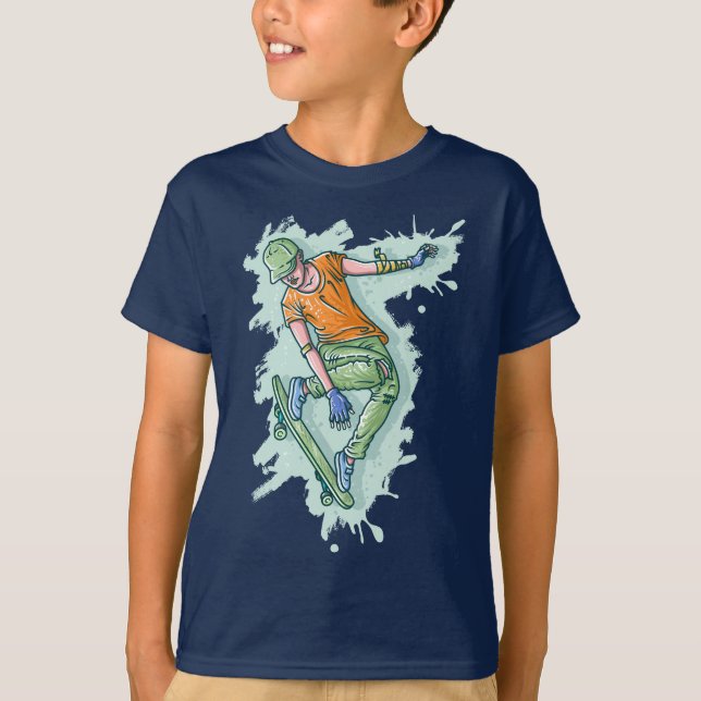 Camiseta Skater Voador Colorido, Ilustração Engraçada (Frente)