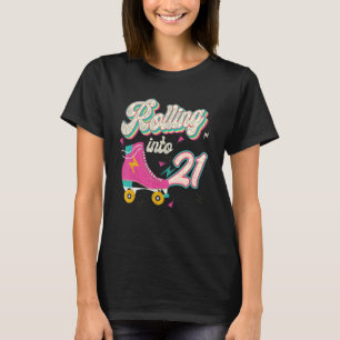 Camiseta Skates com cilindro de aniversário de 21 anos entr